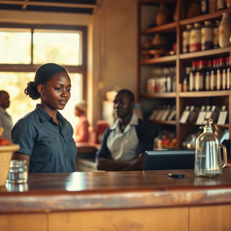 Sparksnova team members at the counter inside the Kitale shop